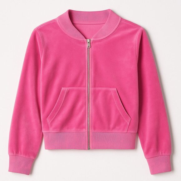 ✨ Pink Velour Zip-Up Jacket | Y2K Barbiecore Lounge Hoodie | Size M EUC ✨ - Picture 2 of 5
